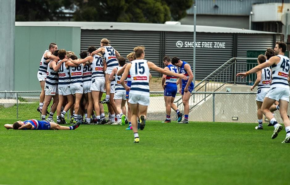 GeelVFLRd9ArticleLead.jpg The Cats just scraped past Footscray at the Whitten Oval. - Geelong Cats,VFL